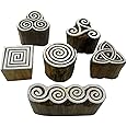 CRAFTSOFINDIA Wholesale Pack of 6 Elegant Designs Wooden Block Stamps/Tattoo/Indian Textile Printing Blocks