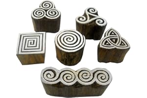 CRAFTS OF INDIA CRAFTSOFINDIA Wholesale Pack of 6 Elegant Designs Wooden Block Stamps/Tattoo/Indian Textile Printing Blocks
