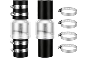 Solimeta 2 Pack 1-1/2“ Silent Check Valve with Buna-N Couplings, Sump Pump Backflow Prevention, Sump Pump Lifespan Increase