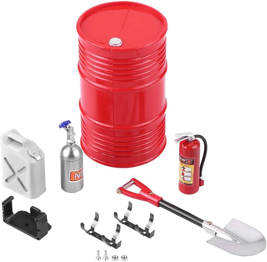 Crawler Tool, RC Crawler Accessory Mini Decor Simulation Tool Part RC Set of Oil Tank Fire Extinguisher Set(C