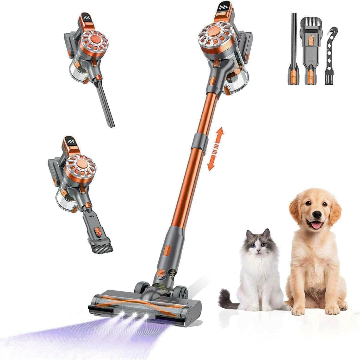 Photo 1 of Cordless Vacuum Cleaner,Vacuum Cleaners for Home with Super Suction,Lightweight Stick Vacuum with 35 Mins Runtime,Rechargeable Cordless Vacuum for Carpet, Tile, Pet Hair, Hardwood Floors(Red Grey)