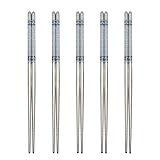LANHUTHS Metal Chopsticks Reusable 5 Pairs 304