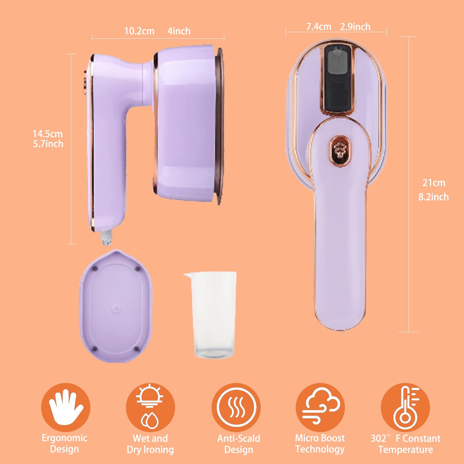 Iron Steamer for Clothes Travel Garment Steamer 1000W 5S Fast Heat-up Mini Steamers Portable Handheld Iron 180° Foldable Small Iron for Travel Dry Wet White