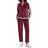 Navisting Women's Velour Tracksuit Zip-Up Jacket and Jogger Pants with Pockets Sweatsuit Loungewear Set 2 Piece Loose Fit