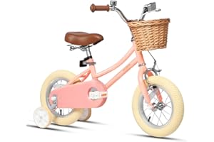 Petimini Girls Bike with Basket for 2-12 Years Old Kids, 12 14 16 18 20 Inch Bicycle with Bell Training Wheels Basket, Multiple Colors