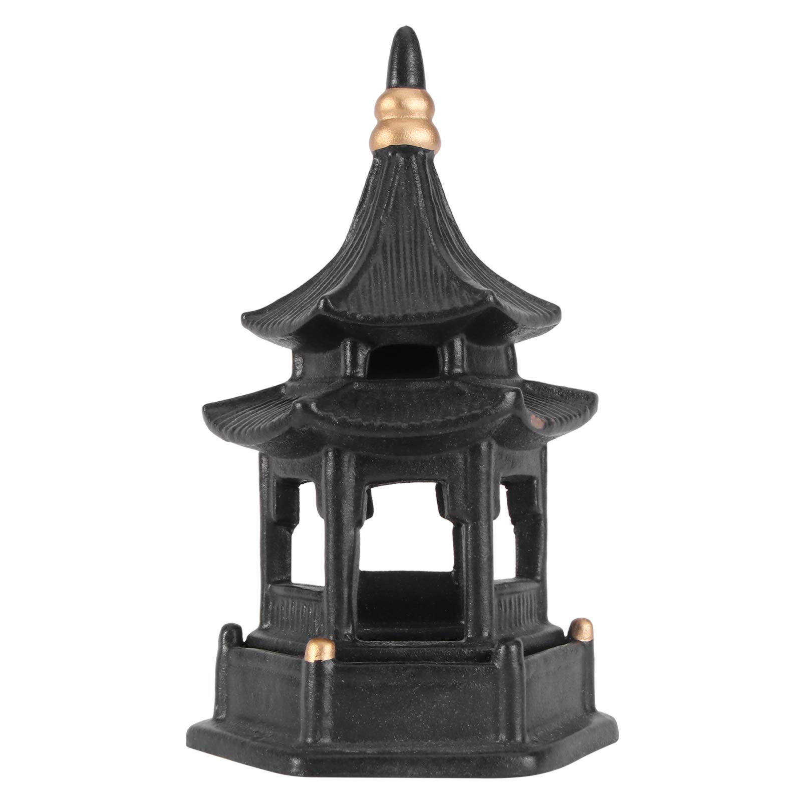 PRETYZOOM Japanese Mini Statue Zen Garden Decoration Pagoda Tower Hexagon Meditation Tower Statue Sculpture Ornament Aquarium Bonsai Pond Landscape Yard Decoration Black
