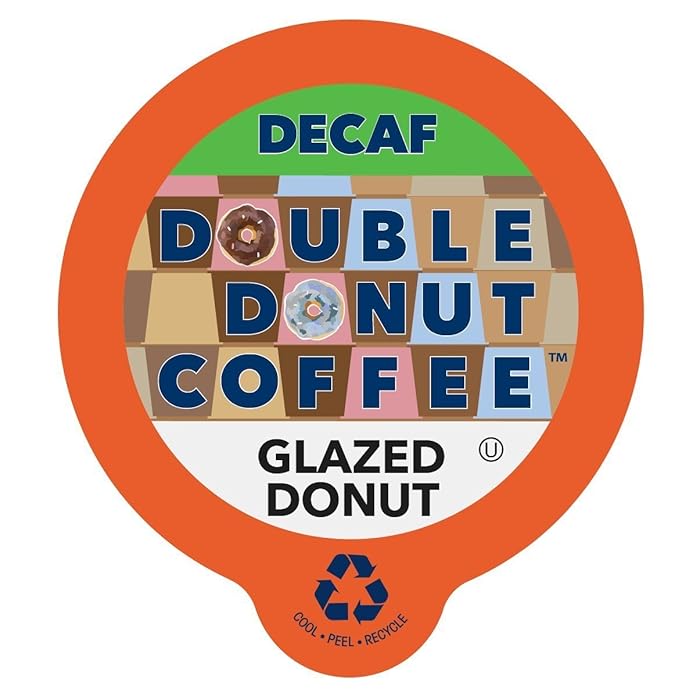 Glazed Donut Coffee Medium Roast Flavored Decaf Coffee Pods for Keurig K-Cup Makers from Double Donut, 96 Capsules