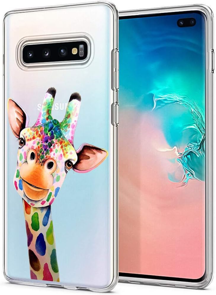 Heaofei Giraffe Painting Case for Samsung Galaxy S10 Plus Clear Design Transparent TPU Bumper Protective Case Cover for Samsung Galaxy S10+ 6.4inch