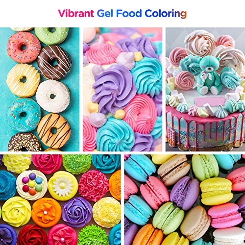 Nomeca 12 Colors Gel Food Coloring .70 Fl Oz Bottles Vibrant Icing Gel