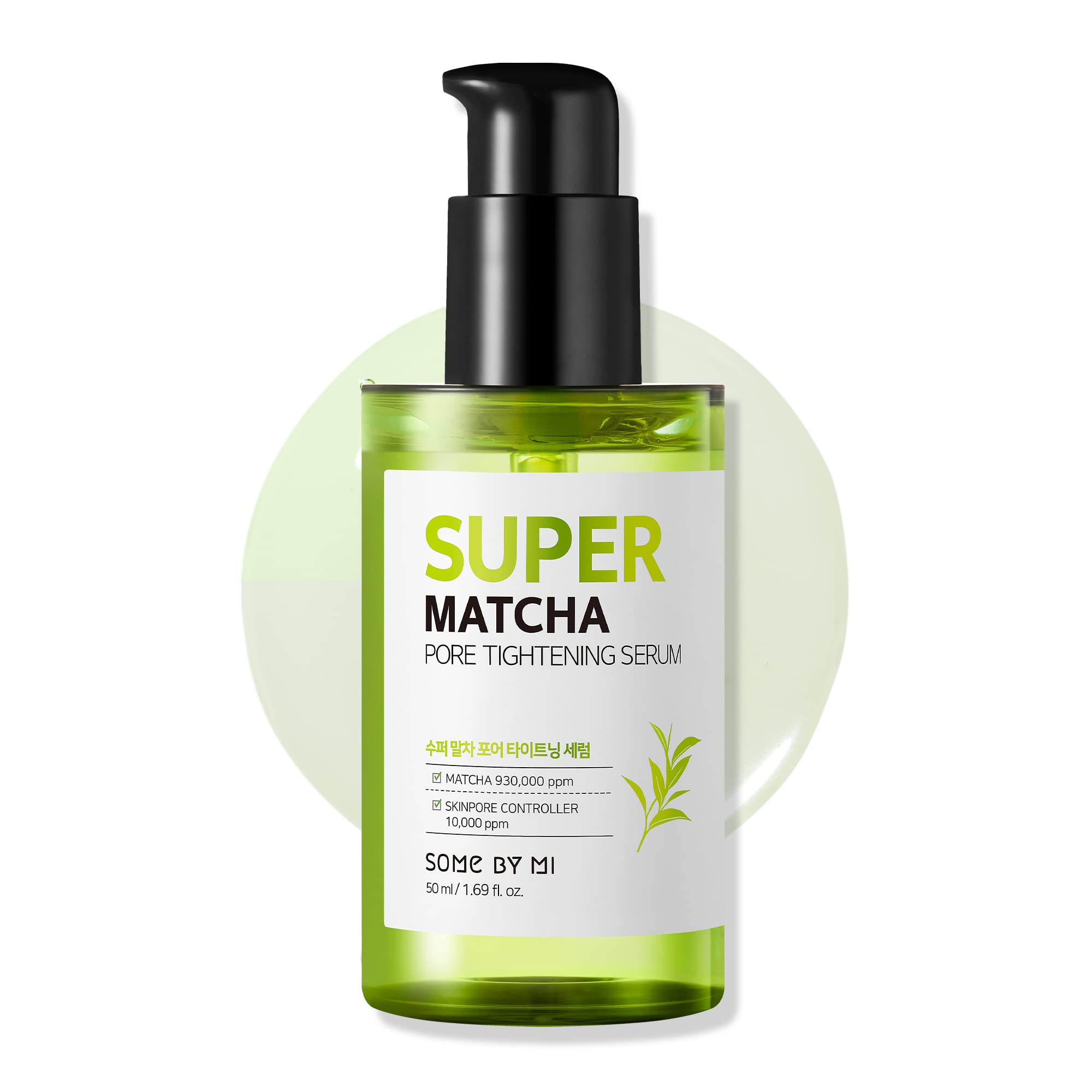 SOME BY MI Super Matcha Pore Tightening Serum - 1.69Oz, 50ml - Made from Match Water for Sensitive Skin - Skin Moisturizing and Purifying Effect - Blackheads, Sebum and Pore Care - Korean Skin Care