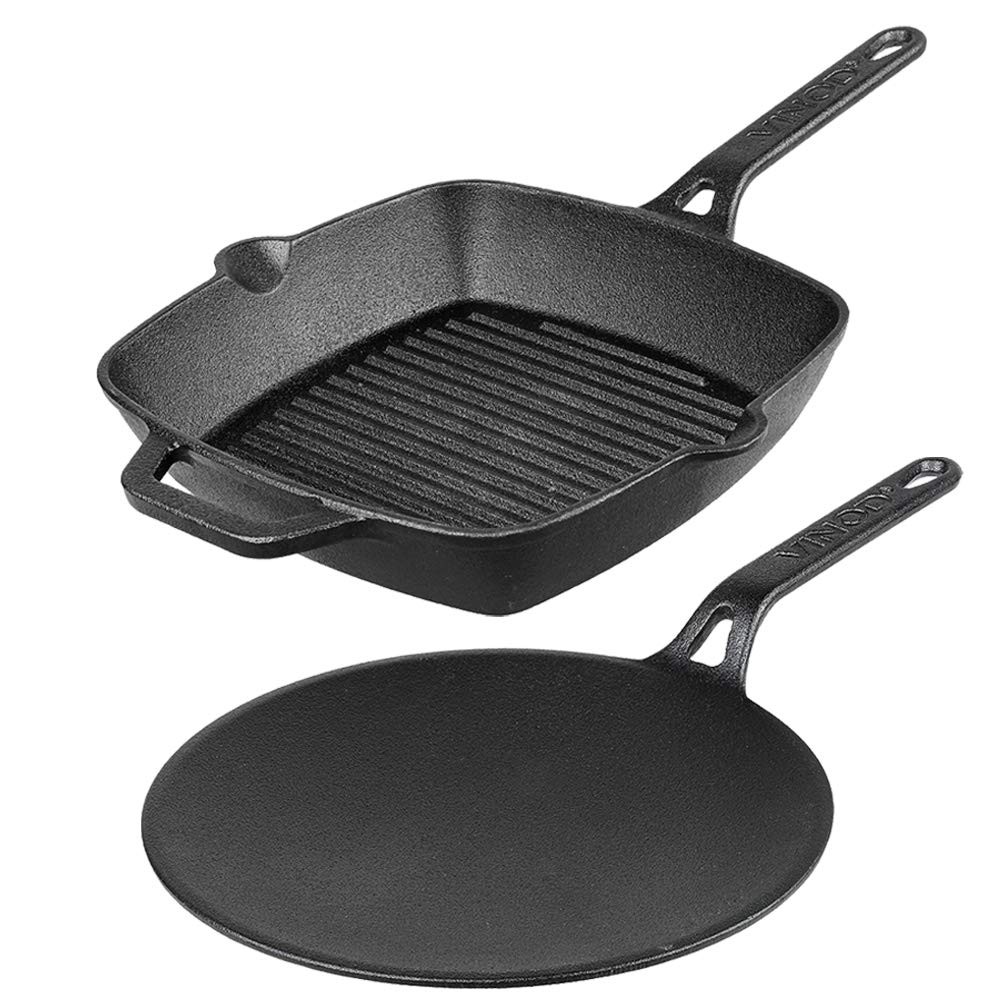 Buy Vinod Legacy PreSeasoned Cast Iron Combo of Roti Tawa 26cm & Grill