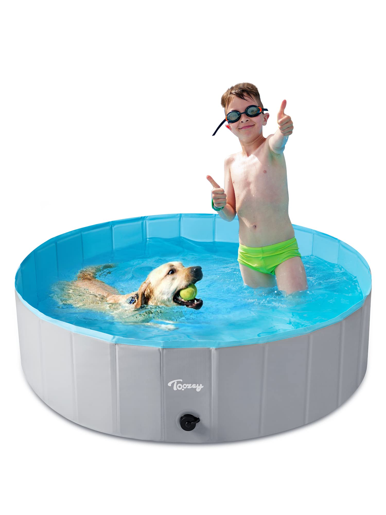 Toozey Dog Pool, Slip-Resistant Kiddie Pool, Foldable PVC Dog Pet