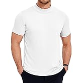 COOFANDY Men's Mock Turtleneck T Shirt Short Sleeve Slim Fit Basic Casual Solid Color Pullover Tee
