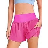 Haloumoning Girls Athletic Shorts Kids Qucik Dry High Waisted 2 in 1 Running Biker Shorts with Pockets 5-14 Years