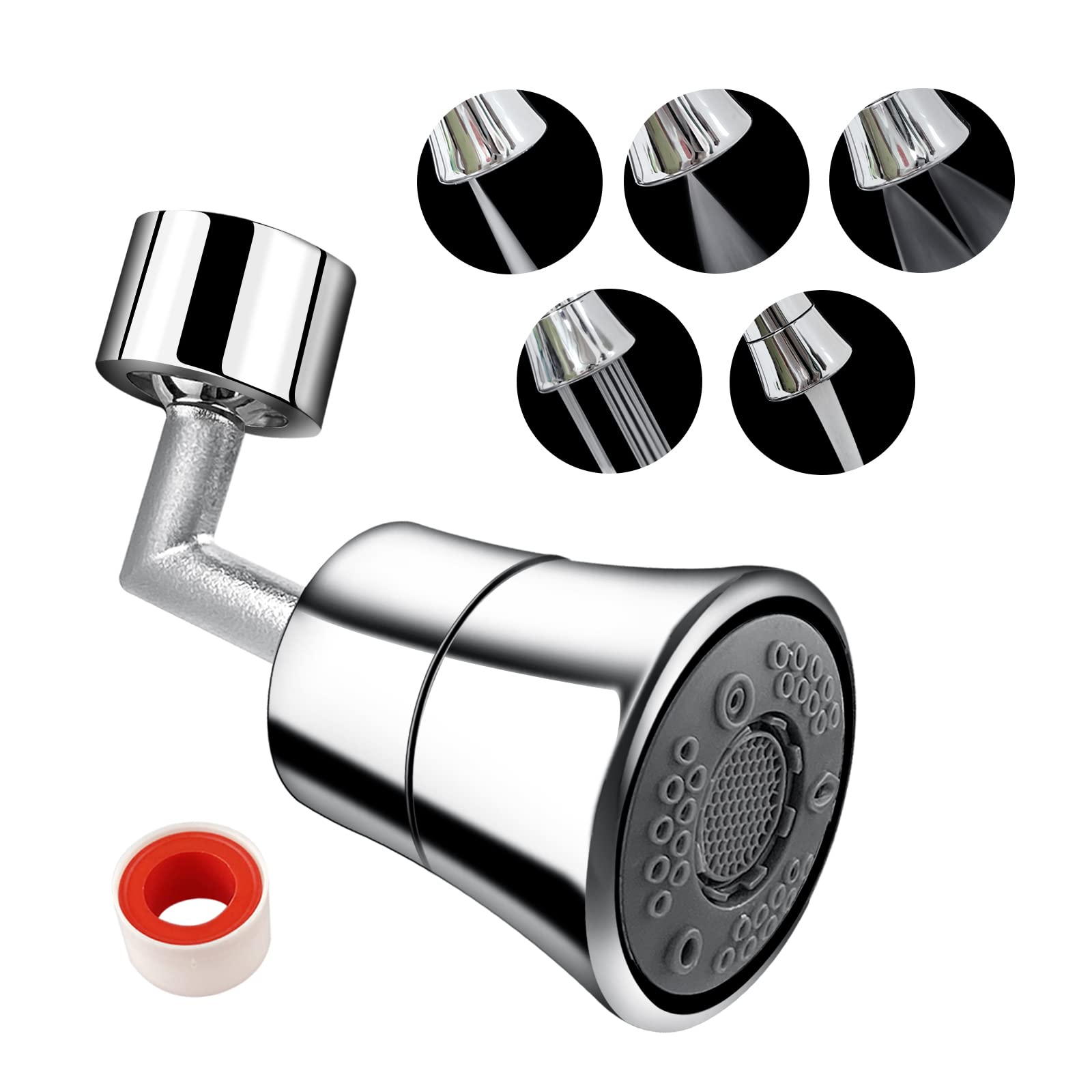 720° Swivel Tap Aerator, 5 Functions Faucet Bubbler Filter with Nozzle Adapter Universal M22 Thread Tap Nozzle Filter Sink Aerator Attachment Water Saving Faucet Filter for Bathroom,Kitchen