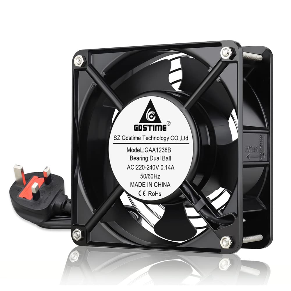 GDSTIME 220V 240V AC Computer Fan 120mm x 38mm 2600RPM 104CFM High Airflow Axial Cooling Fan with Dual Ball Bearings for PC Case Ventilation DIY Projects