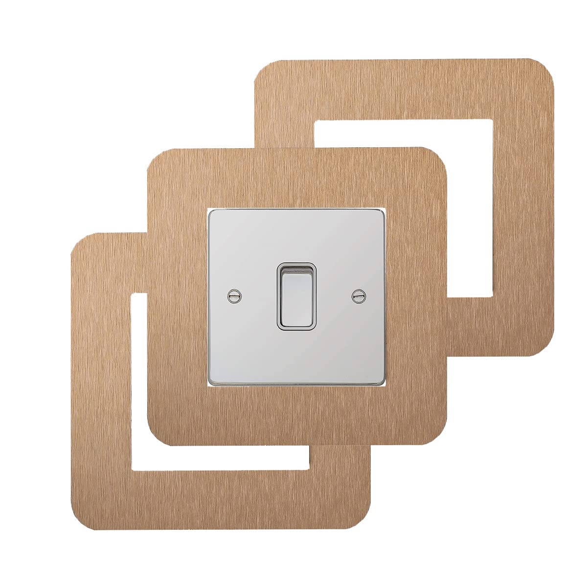 3 Count Acrylic Single Light Switch Surround Socket Switch Sticker Cover Solid Color- Golden