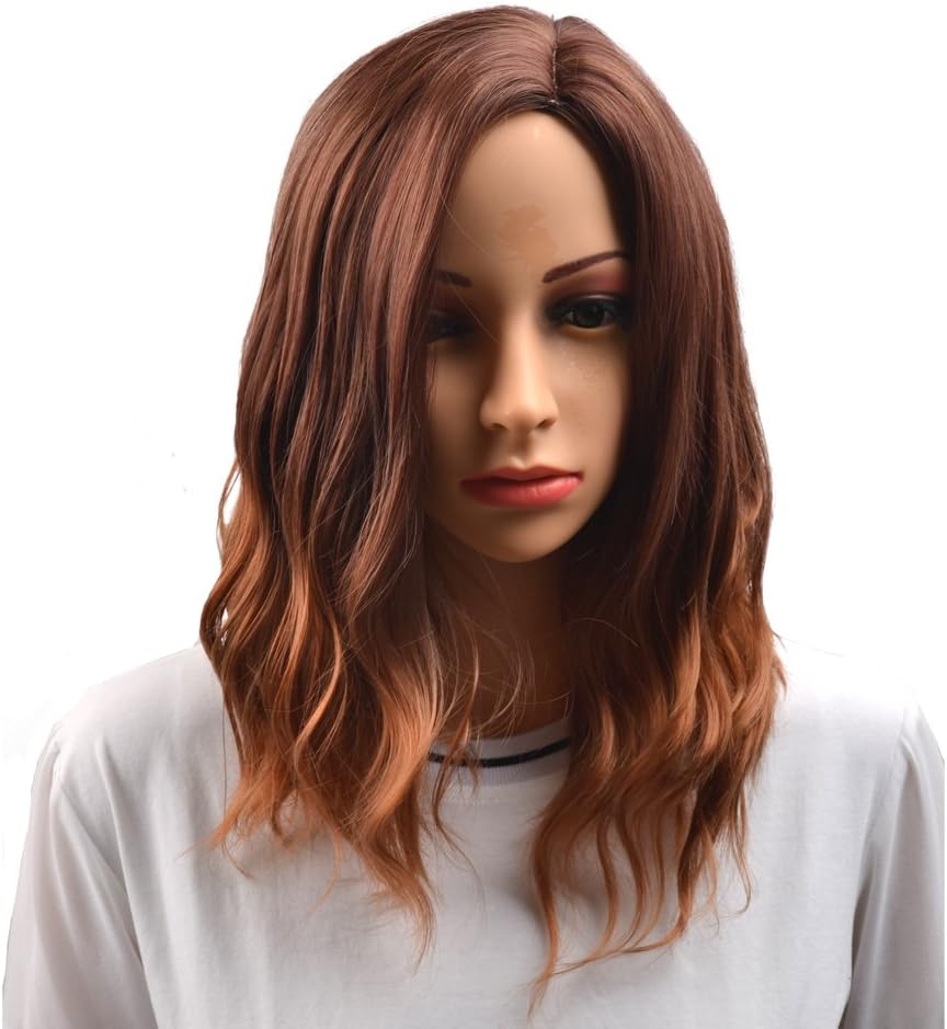 BERON 14" Women Girls Short Curly Wavy Wig Rose Net with Wig Cap (Brown)