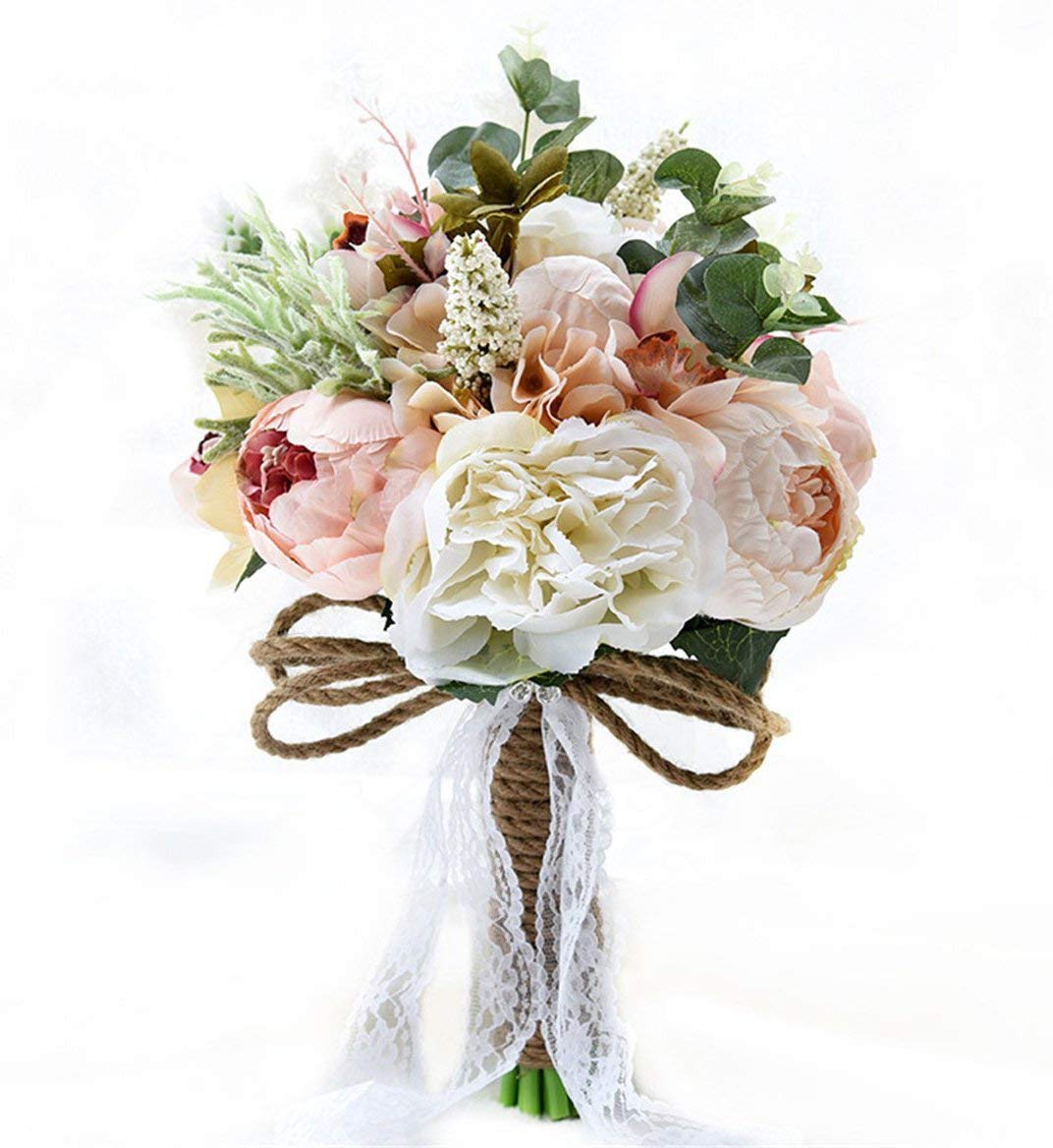 zalati Bridal Wedding Bouquet Bridesmaid Wedding Flower Artificial Silk Flower Cluster for Wedding Special Days Gifts Home Decoration