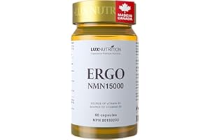 NMN 15000MG-Ultra High Purity Nicotinamide Mononucleotide 250mg + Ergothioneine 25mg Capsule,Made in Canada. Boosts Cellular 