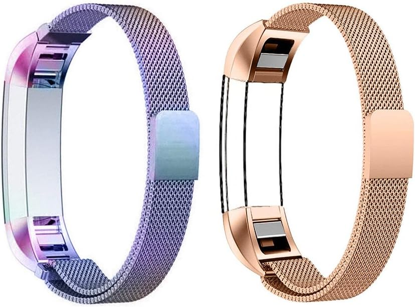 TZSUNRISE Fitbit Ace Strap, Replacement Band for Kids Fitbit, Stainless Steel Fitness Tracker Straps For Fitbit Alra/Alta HR/Ace, Small Size 4.7"- 7.0" for Kids Women (Colorful+rose gold)