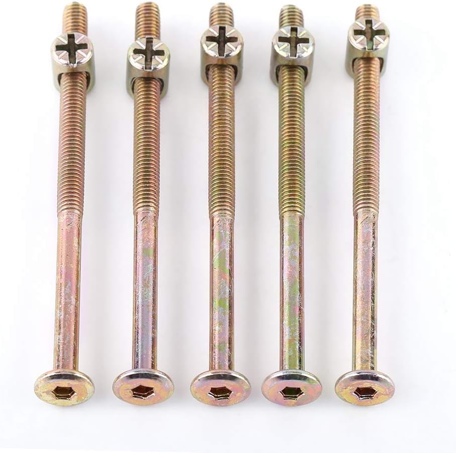M6 Hex Head Socket Furniture Bolt Screws and Nuts, Metal Fasteners for Bunk Bed Chairs, Crib Assembly (100mm) - Image 5