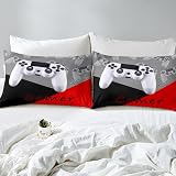 Loussiesd Duvet Cover Set 3Pcs Gamepad White Red Black Grey Twin/Double view 4