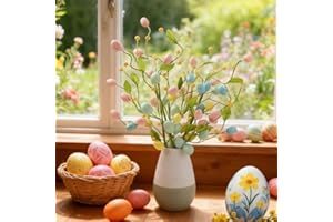 Easter Egg Floral Picks - Colorful for Bouquet Arrangement, Flower Vase Filler Insert Decoration for Home Party Garden (style