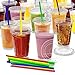 JUMBO Set of 120 16oz Plastic CRYSTAL CLEAR Cups, 120 Flat Lids and 120 Straws - 100% BPA Free - Office/Party Pack Disposable Cups Set for Iced Coffee, Bubble Boba, Smoothie, Tea, Cold Drinks etc