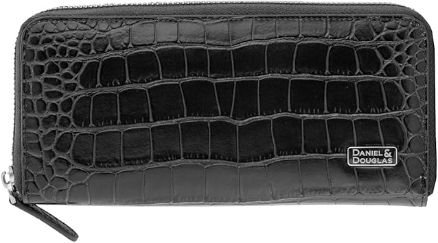 Amazon ダニエルダグラス Daniel Douglas ダニエル ダグラス メンズ レザー ウォレット ブランド ウォレット ブラックｘ シルバー長財布 財布