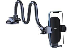OQTIQ 13" Gooseneck Car Phone Mount – Windshield & Dashboard Holder with Strong Suction Cup, Anti-Shake Stabilizer, One-Butto