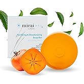Mirai Clinical Persimmon Soap Bar for Old People Smell - Nonenal® Solution - Japanese Persimmon and Green Tea Extract - For Men and Women - Gentle on All Skin Types - Natural Body Odor Soap