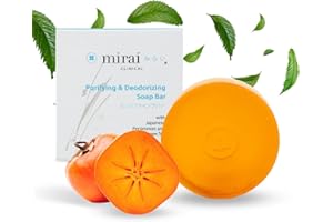 MIRAI Clinical Persimmon Soap Bar for Old People Smell - Nonenal Solution - Japanese Persimmon and Green Tea Extract - For Men and Women - Gentle on All Skin Types - Natural Body Odor Soap