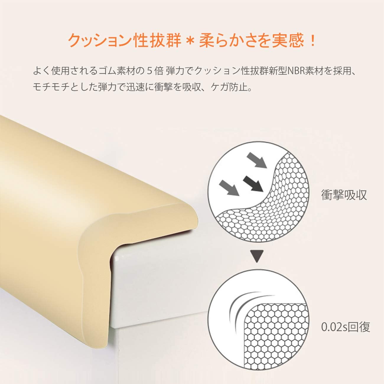 Amazon Findbetter コーナーガード コーナークッション 全長5m 8個 強力両面テープ付き 赤ちゃん ベビーガード エコnbr素材 ベビー 高齢者 頭保護 衝撃吸収 ケガ防止 机椅子家具 階段 ベビーベッド ガード 家内 車庫 保育園 幼稚園 安全対策 Sgs国際検査済 日本語取付