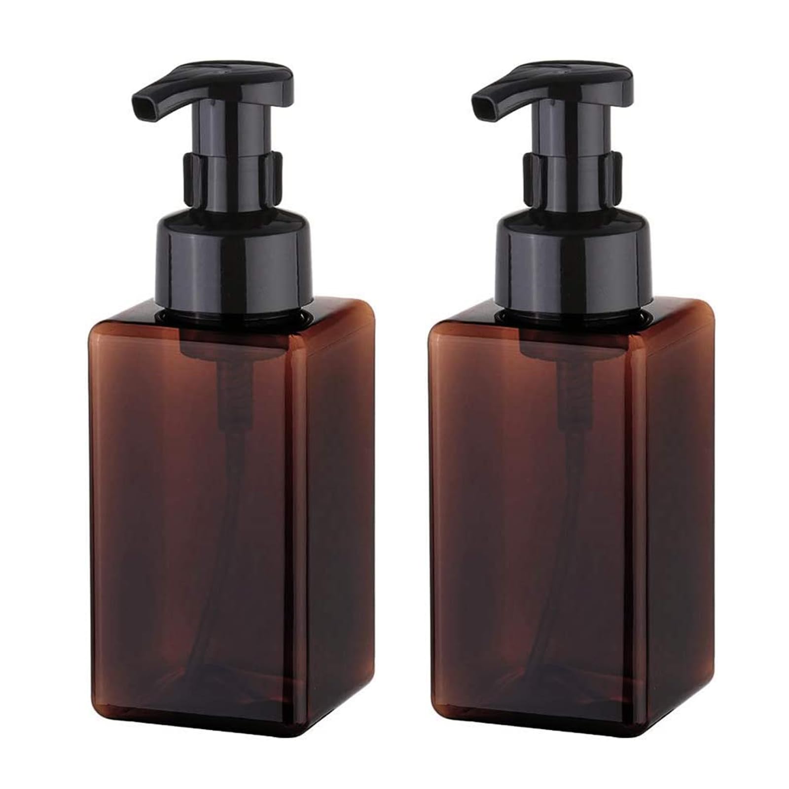 Apstaqeoo Foaming Soap Dispenser, 2Pcs 450ml Hand Soap Dispenser Refillable Foam Soap Liquid Pump Bottles Empty Plastic Shampoo Body Wash Container for Bathroom, Kitchen, Hospital, Clinic (Brown)