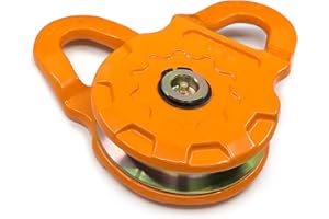 GA GEARAMERICA GearAmerica Mega Snatch Block Pulley, 25T (25,000 Lbs) Heavy Duty Winch Pulley for Synthetic Rope or Steel Cable, Double Winch Pulling Power, Off-Road Control Recovery Direction - 1 Pack, Orange