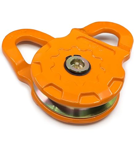 AMBULL Separate Snatch Block Pulley 22T MBS | G80 Forged Steel Winch Hook | Dual Rope Compatible 5.5-9.5mm | Off-Road Recovery Gear (Red)