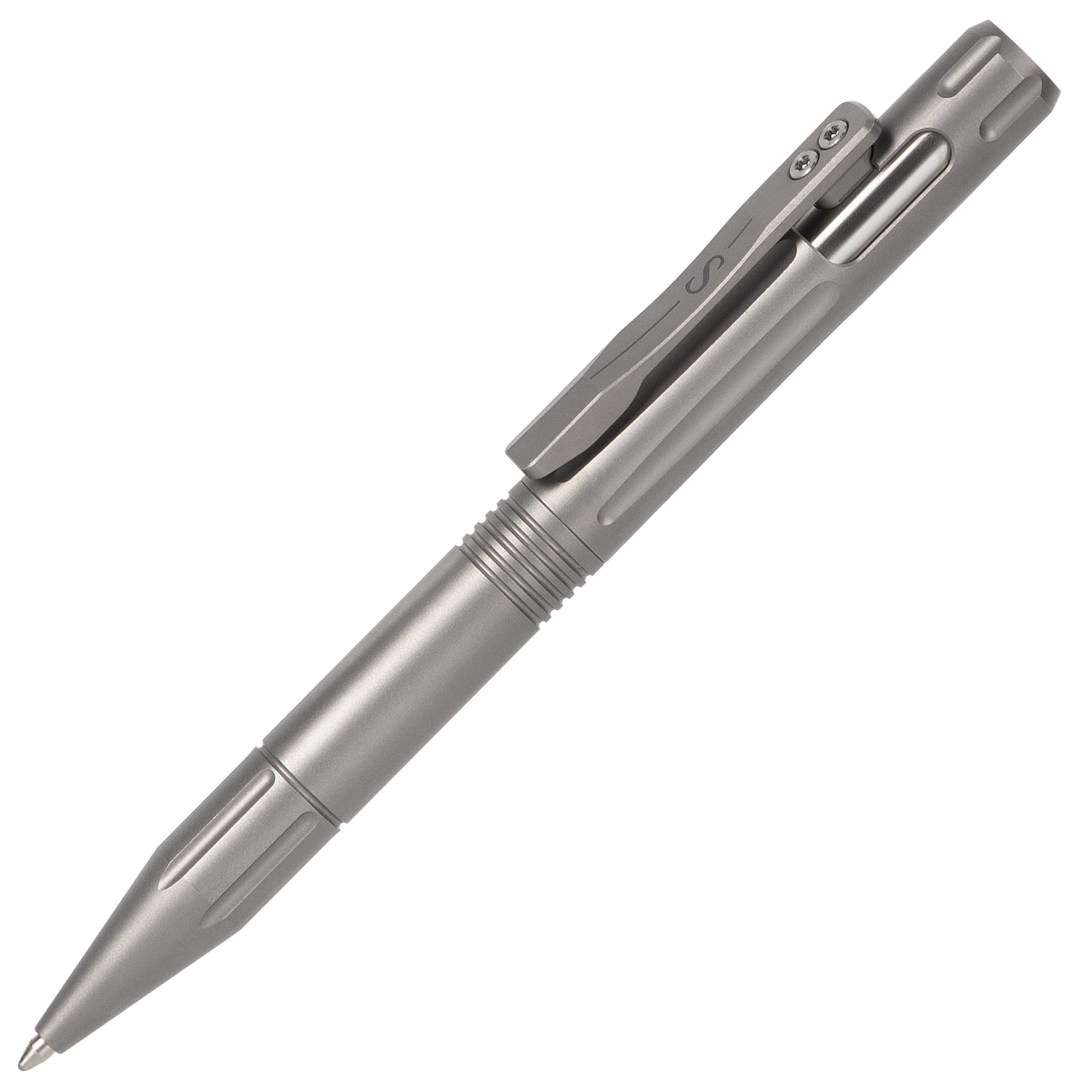 SMOOTHERPRO Titanium Bolt Action Pen | Compatible With Parker Refill | Retractable Refillable Metal Pen | for Men Women Business Writing Office Signature(GT01) | Color Sandblasted Silver