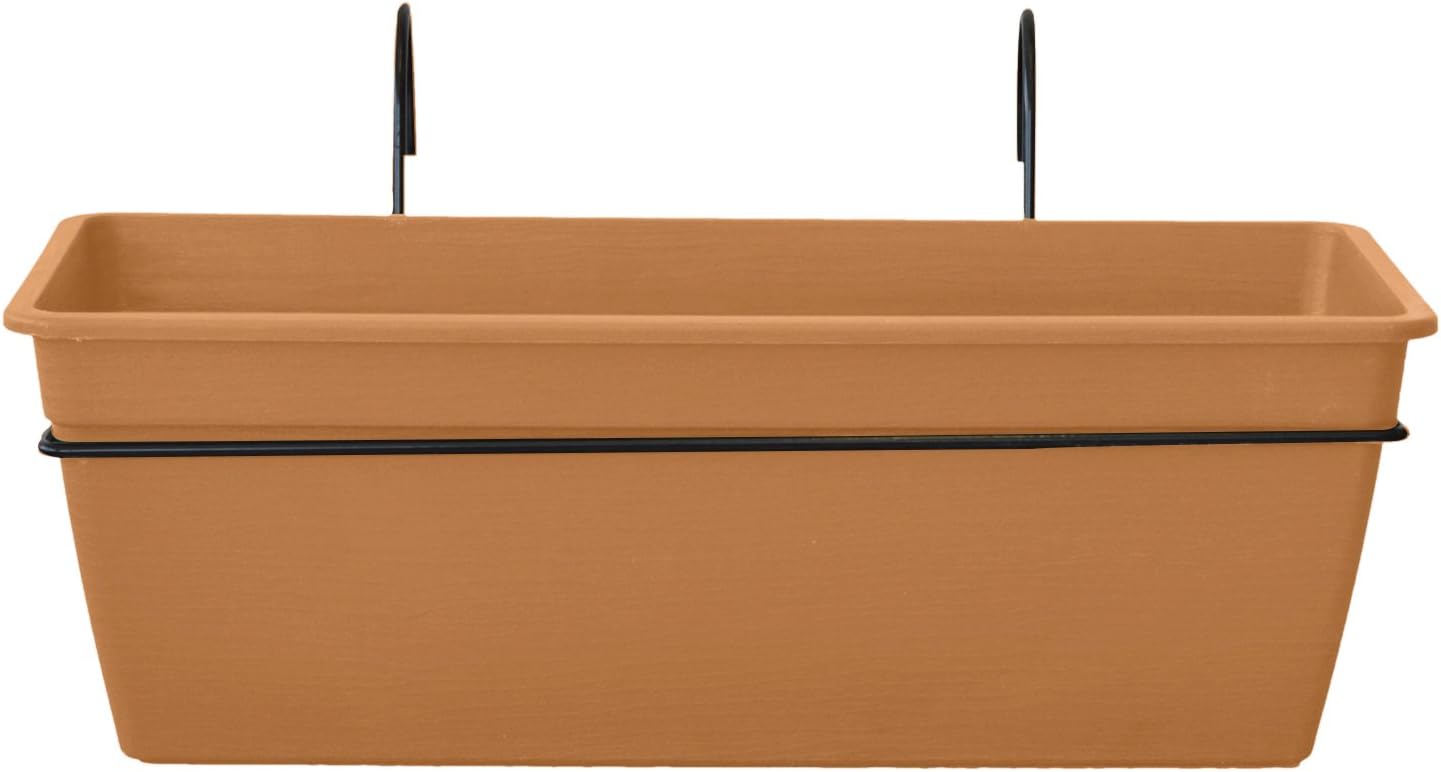 ALMI Gefen Railing Planter 22 Inches, Deck Rail Balcony Mount Flower Planter Box, Adjustable Over the Railing Planters, Indoor, Outdoor Planting Boxes, No Extra Tools Needed - Impruneta