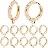 SUNNYCLUE 1 Box 12Pcs Real 18K Gold Plated Earring Hooks Leverback French Earring Hooks Round Lever Backs Earwires Brass Micro Pave Clear Cubic Zirconia Findings for Jewelry Making Women