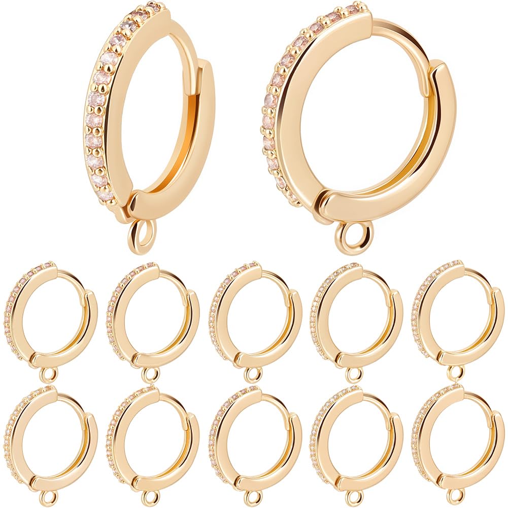 SUNNYCLUE 1 Box of 12 18K Gold Plated Genuine French Hook Earrings Leverback Clasps Round Brass Wire Micro Pave Zirconia C