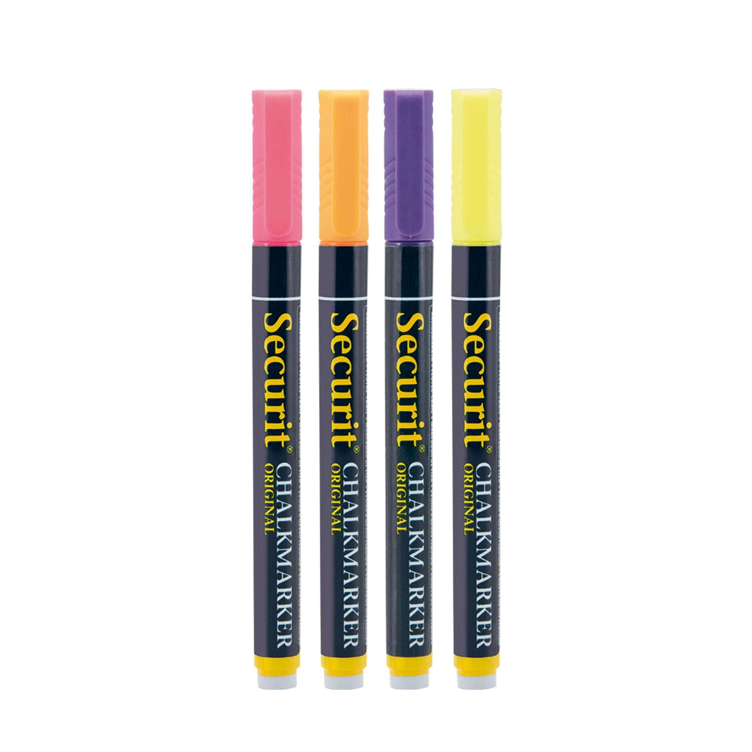Securit Liquid chalkmarker tropical - 1-2mm Nib - yellow, pink, orange, violet - Set of 4