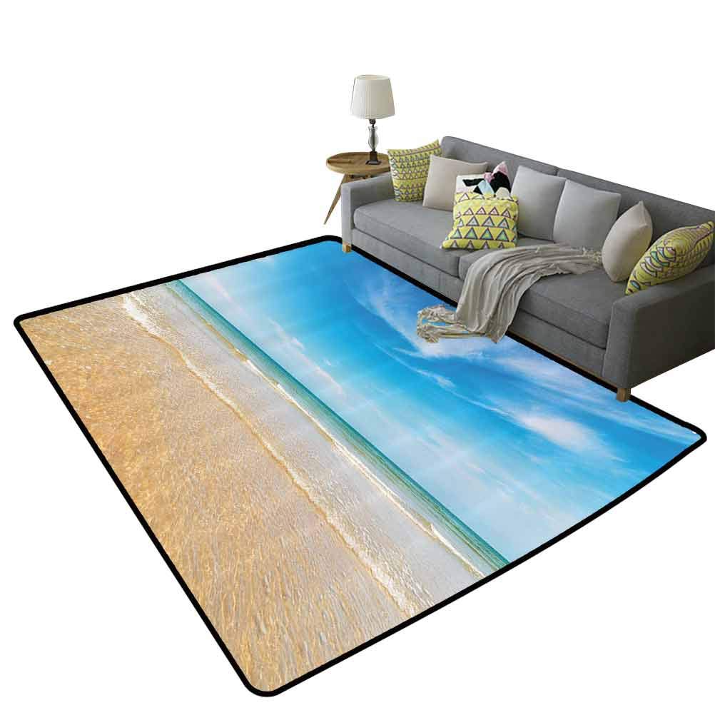 Ocean Decor Living Room Area Rugs Sea and Sky Landscape at The Beach in Tropical Exotic Fantastic Ha