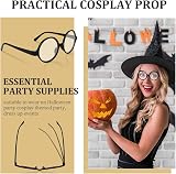 Aomig Wizard Round Glasses Black Frame with Clear Lenses Retro Costume Accessory view 6