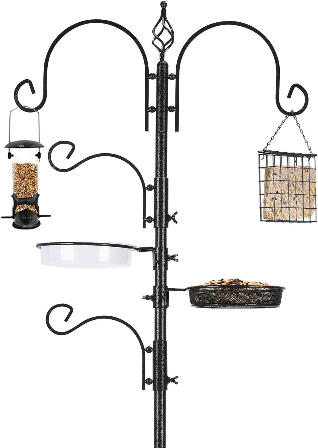 Urban Deco Bird Feeding Station Kit Bird Feeder Pole Multi Wild Bird Feeder Hanging Station Kit with Metal Suet Feeder Bird Bath for Attracting Wild Birds