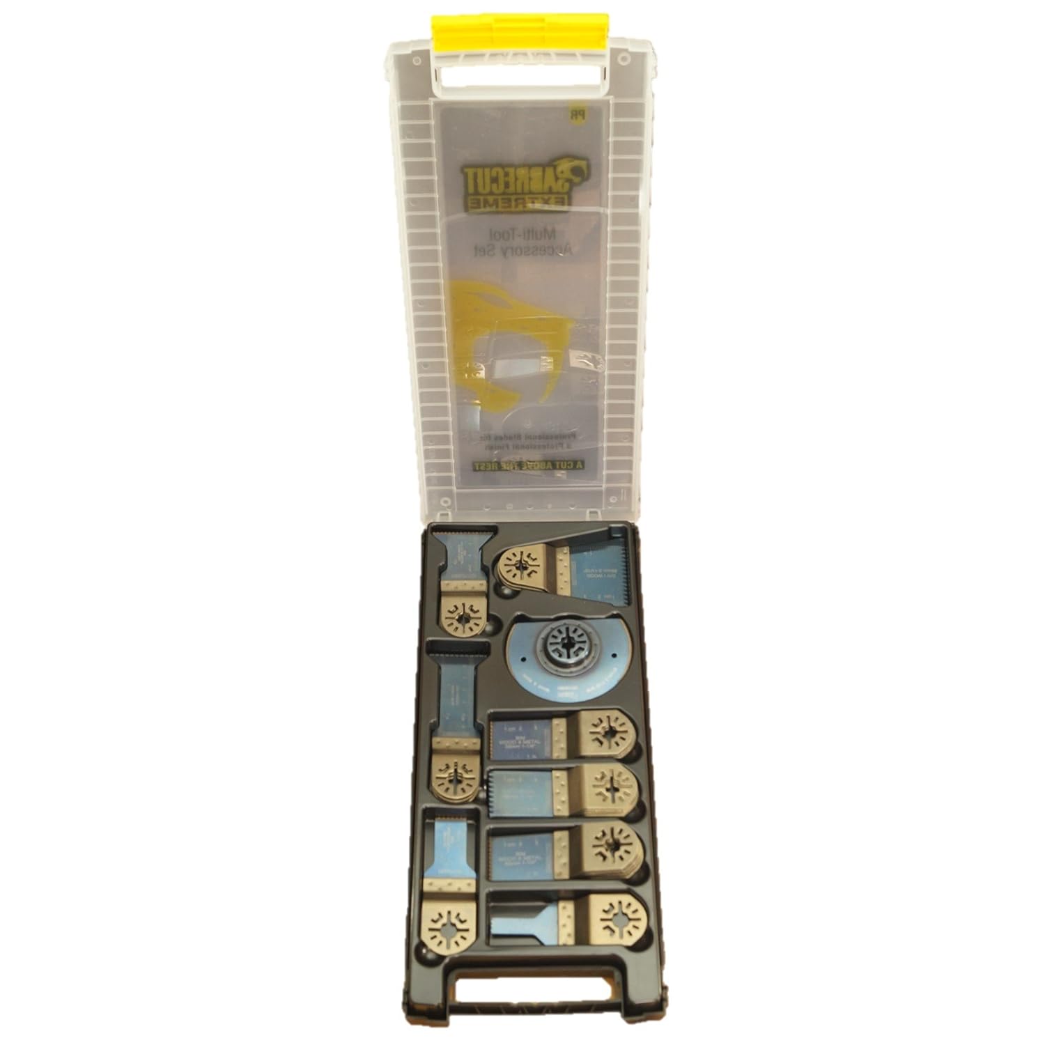 19 x SabreCut BB_PRK19 Mix Blades Case Set Compatible with Bosch Fein (Non-StarLock) Makita Milwaukee Einhell Ergotools Hitachi Parkside Ryobi Worx Workzone Multitool Multi Tool Accessories