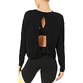 Bestisun Long Sleeve Workout Shirts Yoga Dance Tops Open Back Athletic Clothes for Women