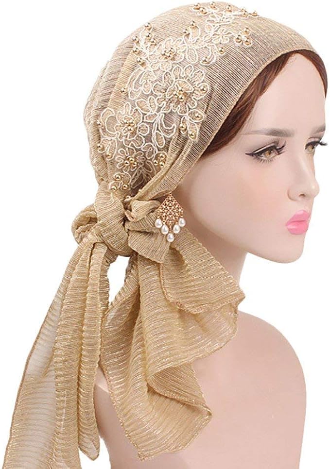 Muslim Ladies Turban Hijab with Silk Retro Headscarf Cap Classic