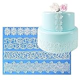 VAlink Large size European Four Shape Flower Collections Lace Border Mold Fondant Cake Lace Mould Silicone Mat Cake Decoration Baking Tool Kitchen Bakeware Accessory - 39.5x27.3cm