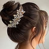 Asooll Bridal Crystal Wedding Hair Vine Gold Rhinestone Headpiece Bride Hair Accessories for Women